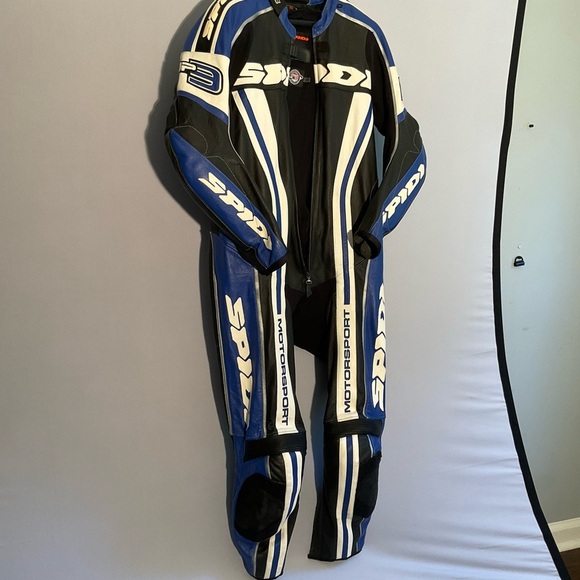 Spidi Men’s 54 Hydroback Black, White, Blue Fully Armored Ventilated Racing Suit - Picture 16 of 16